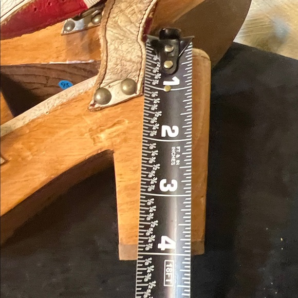 BED STU kalah strappy white distressed leather wooden platform heels Size 8 - Picture 14 of 17